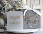 Pudełko na koperty  glamour Personalizowana szara welurowa kopertówka ze złotymi napisami, szary cieniowany welur, pudełko na koperty, pomysł na pudełko na pieniądze podczas wesela8