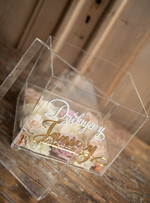 Pudełko na koperty  glamour przezroczyste pudełko na koperty weselne skrzynka na kartki ślubne złote napisy, akrylowe pudełko na koperty15