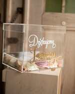 Pudełko na koperty  glamour przezroczyste pudełko na koperty weselne skrzynka na kartki ślubne złote napisy, akrylowe pudełko na koperty8