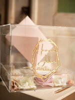 Pudełko na koperty  glamour przezroczysta skrzynka na koperty ślubne pudełko na kartki z życzeniami złote litery wasze imiona14