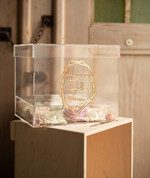 Pudełko na koperty  glamour przezroczysta skrzynka na koperty ślubne pudełko na kartki z życzeniami złote litery wasze imiona0