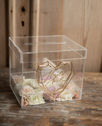 Pudełko na koperty  glamour przezroczysta ślubna skrzynka pudełko na koperty weselne geometryczne złote serce wasze imiona3