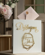 Pudełko na koperty  glamour oryginakna personalizowana skrzynka na koperty złote napisy 1