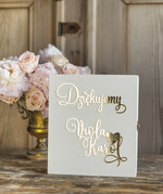 Pudełko na koperty  glamour  ślubna biała skrzynka na koperty błyszczące złote litery kopertówka z waszymi imionami0