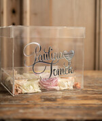 Pudełko na koperty  glamour przezroczysta kopertówka skrzynka na koperty weselne pudełko na kartki ślubne srebrne napisy wasze imiona18