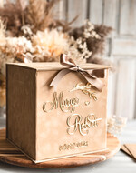 Pudełko na koperty  glamour Elegancka welurowa kopertówka ze złotymi napisami, beżowy cieniowany welur, pudełko na koperty, beżowa kopertówka na koperty od gosci weselnych 6