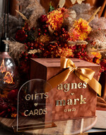 Pudełko na koperty  glamour Welurowa brązowo złota kopertówka ze złotymi napisami, brązowy cieniowany welur, pudełko na koperty, pomysł na pudełko na pieniądze podczas wesela4