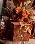 Pudełko na koperty  glamour Welurowa brązowo złota kopertówka ze złotymi napisami, brązowy cieniowany welur, pudełko na koperty, pomysł na pudełko na pieniądze podczas wesela6