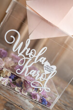 Pudełko na koperty  glamour przezroczysta ślubna skrzynka na koperty weselne  pudelko na kartki ślubne biale napisy3