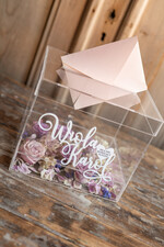Pudełko na koperty  glamour przezroczysta ślubna skrzynka na koperty weselne  pudelko na kartki ślubne biale napisy0