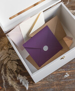 Pudełko na koperty  glamour ślubne pudełko na koperty, drewniane białe pudełko na koperty złote napisy, elegancka kopertówka ślubna na koperty 5