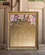 Plany stołów złote na lustrze  plansza ślubna plan stołów weselnych, nowoczesna dekoracja0