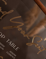 Plany stołów na pleksie - akryl plansza powitanie gości i plan stołów w jednym, akrylowy plan stołów, nowoczesna plansza usadzenia gości, plan stołów w stylu glamour12