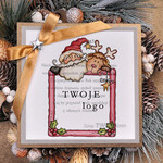 Kartki świąteczne z logo firmy retro biznesowe kartki świąteczne z logo, eco brąz ze sznurkiem0