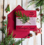 Kartki świąteczne z logo firmy natural kartki świąteczne dla firm z logo, naturalne z drewnianą zawieszką0