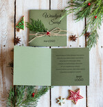 Kartki świąteczne z logo firmy natural firmowe kartki świąteczne z logo twojej firmy, naturalne z drewnianą zawieszką2