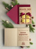 Kartki świąteczne z logo firmy natural kartka świąteczna z logo waszej firmy, ręcznie robione kartki świąteczne z czekoladką, kartki na święta bozegonarodzenia z czekoladkami0