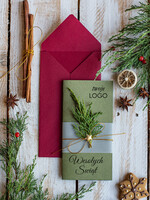 Kartki świąteczne z logo firmy natural biznesowe kartki świąteczne z logo, naturalne ze sznurkiem2