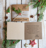 Kartki świąteczne z logo firmy natural kartki świąteczne z logo twojej firmy, naturalne ze wstążką1