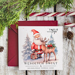 Kartki świąteczne z logo firmy Retro/nowoczesne biznesowe kartki świąteczne z Twoim logo, świąteczne kartki dla firm z logo, kartki świąteczne dla pracowników 0