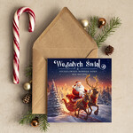 Kartki świąteczne z logo firmy Retro/nowoczesne kartki świąteczne z logo firmy, noworoczne kartki dla firm z logo, kartka bożonarodzeniowa z życzeniami dla klientów0