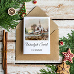 Kartki świąteczne z logo firmy Retro/nowoczesne biznesowe kartki świąteczne z Twoim logo, karnety bożonarodzeniowe i na nowy rok0