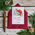 Kartki świąteczne z logo firmy Retro/nowoczesne kartka swiateczna z logo twojej firmy, eco brąz z grafiką i sznurkiem0