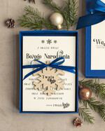 Kartki świąteczne z logo firmy kartka pudełko Biznesowe kartki świąteczne z logo w pudełku z bombką sniezynka na choinkę- drewniane zawieszki na choinkę prezent dla klientów0