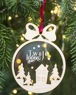 Kartki świąteczne z logo firmy kartka pudełko Biznesowe kartki świąteczne z logo w pudełku z bombką domki na choinkę- drewniane zawieszki na choinkę prezent dla klientów3