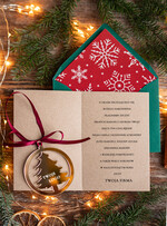 Kartki świąteczne z logo firmy z magnesem lub zawieszką na choinkę kartka świąteczna dla firmy z logo, kolorowe kartki bożonarodzeniowe z zawieszką na choinkę, złota bombka 1