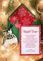 Kartki świąteczne z logo firmy z magnesem lub zawieszką na choinkę kartki świąteczne dla firm Drewniana bombka zawieszka na choinke z Logo firmy świateczna kartka firmowa śnieżyka2