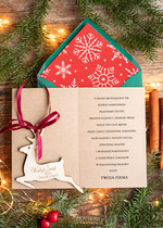 Kartki świąteczne z logo firmy z magnesem lub zawieszką na choinkę kartki świąteczne dla firmy z logo kartki z drewnianą bombką   kartki świąteczne dla firm Drewniana bombka zawieszka na choinke1