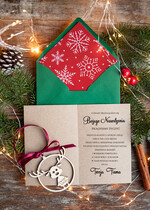 Kartki świąteczne z logo firmy z magnesem lub zawieszką na choinkę kartki świąteczne dla firm Drewniana bombka zawieszka na choinke z Logo firmy świateczna kartka firmowa 1