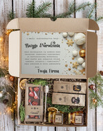 Prezenty oferta dla Firm słodkie zestawy  eleganckie prezenty biznesowe z czekoladą, prezent swiateczne od firm z logo, drobne prezenty dla pracowników od firmy, firmowe zestawy świąteczne z herbatą0