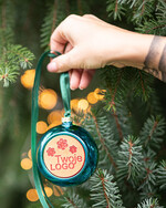 Prezenty oferta dla Firm drobne prezenty dla firm Prezent Biznesowy Na Święta z Logo Ekskluzywna Bombka z logo na choinkę z Logo Firmy , życzenia zapakowane w  drewniane pudełko 7