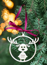 Prezenty oferta dla Firm drobne prezenty dla firm Prezent Biznesowy Na Święta z Logo drewniana Bombka z logo na choinkę Zawieszka Rudolf z Logo Firmy  0