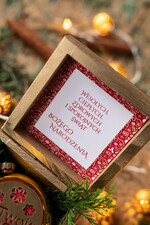 Prezenty oferta dla Firm drobne prezenty dla firm Prezent Biznesowy Na Święta z Logo Ekskluzywna Bombka z logo na choinkę z Logo Firmy , życzenia zapakowane w  drewniane pudełko 8