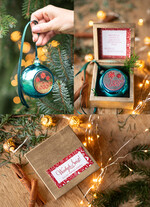 Prezenty oferta dla Firm drobne prezenty dla firm Prezent Biznesowy Na Święta z Logo Ekskluzywna Bombka z logo na choinkę z Logo Firmy , życzenia zapakowane w  drewniane pudełko 0