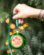 Prezenty oferta dla Firm drobne prezenty dla firm Prezent Biznesowy Na Święta z Logo Ekskluzywna Bombka z logo na choinkę z Logo Firmy , życzenia zapakowane w  drewniane pudełko 1