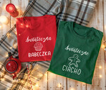 Prezenty indywidualne  koszulki świąteczne koszulki z nadrukiem różne rozmiary, zestaw świątecznych koszulek, koszulka świąteczna z nadrukiem,  prezent na święta koszulka z nadrukiem 1