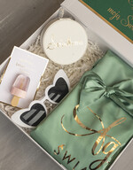 Prezenty dla świadków boxy prezentowy dla Świadkowej, prośba o świadkowanie  prezent dla druhny, pomysł na prezent dla świadkowej, Box prezentowy dla świadkowej, szlafrok w kolorze miętowym, zestaw prezentowy dla druhny4