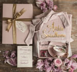 Prezenty dla świadków boxy prezentowe dla Świadkowej, prośba o świadkowanie  Welurowy Szlafrok dla Świadkowej Prośba o świadkowanie zestaw Różowa Boho filiżanka z łyżeczką2