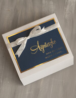 Prezenty dla świadków boxy prezentowe dla Świadkowej, prośba o świadkowanie  prezent dla druhny, pomysł na prezent dla świadkowej, Box prezentowy dla świadkowej z granatowym szlafrokiem, zestaw prezentowy dla druhny14