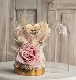 Prezenty dla Babci i Dziadka Prezenty dla Babci Prezent dla Babci flowerbox, podziekowanie dla babci różowo biały naturalny flowerbox szklana kopuła z kwiatami, suszone kwiaty w szkle, różowa wieczna róza, kwiaty w szkle 5