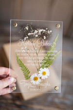 Prezenty dla Babci i Dziadka Prezenty dla Babci Orginalna Kartka na dzień Babci Życzenia z suszonymi Kwiatkami, kartka w akrylu dla Babci1