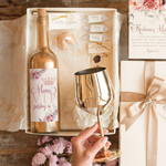 Prezenty dla Mamy zestawy w welurowych i ozdobnych pudełkach  Pomysł na prezent z okazji dnia mamy, Złoty Kielszek i nalepka na butelkę Zestaw Prezentowy dla Mamy z zyczeniami2