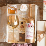 Prezenty dla Mamy zestawy w welurowych i ozdobnych pudełkach  Pomysł na prezent z okazji dnia mamy, Złoty Kielszek i nalepka na butelkę Zestaw Prezentowy dla Mamy z zyczeniami1