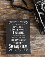 Prezenty dla świadków boxy prezentowe dla Świadka  Męski zestaw prezentowy dla świadka, prośba/ pytanie o świadkowanie dla niego, Box z prośbą Czy zostaniesz moim świadkiem 5