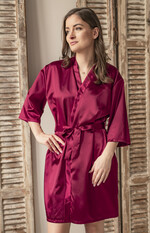 Prezenty dla świadków szlafrok dla świadkowej prezent dla świadkowej satynowy szlafrok z napisem, szlafrok dla świadkowej, druhny, bordowy satynowy szlafrok na sesję zdjęciową 5