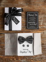 Zaproszenia dla Rodziców  Tato czy poprowadzisz mnie do ołtarza  Tato czy poprowadzisz mnie do ołtarza - Zaproszenie Ślubne dla Taty - Zestaw elegancki Tata- Spinki i mucha0